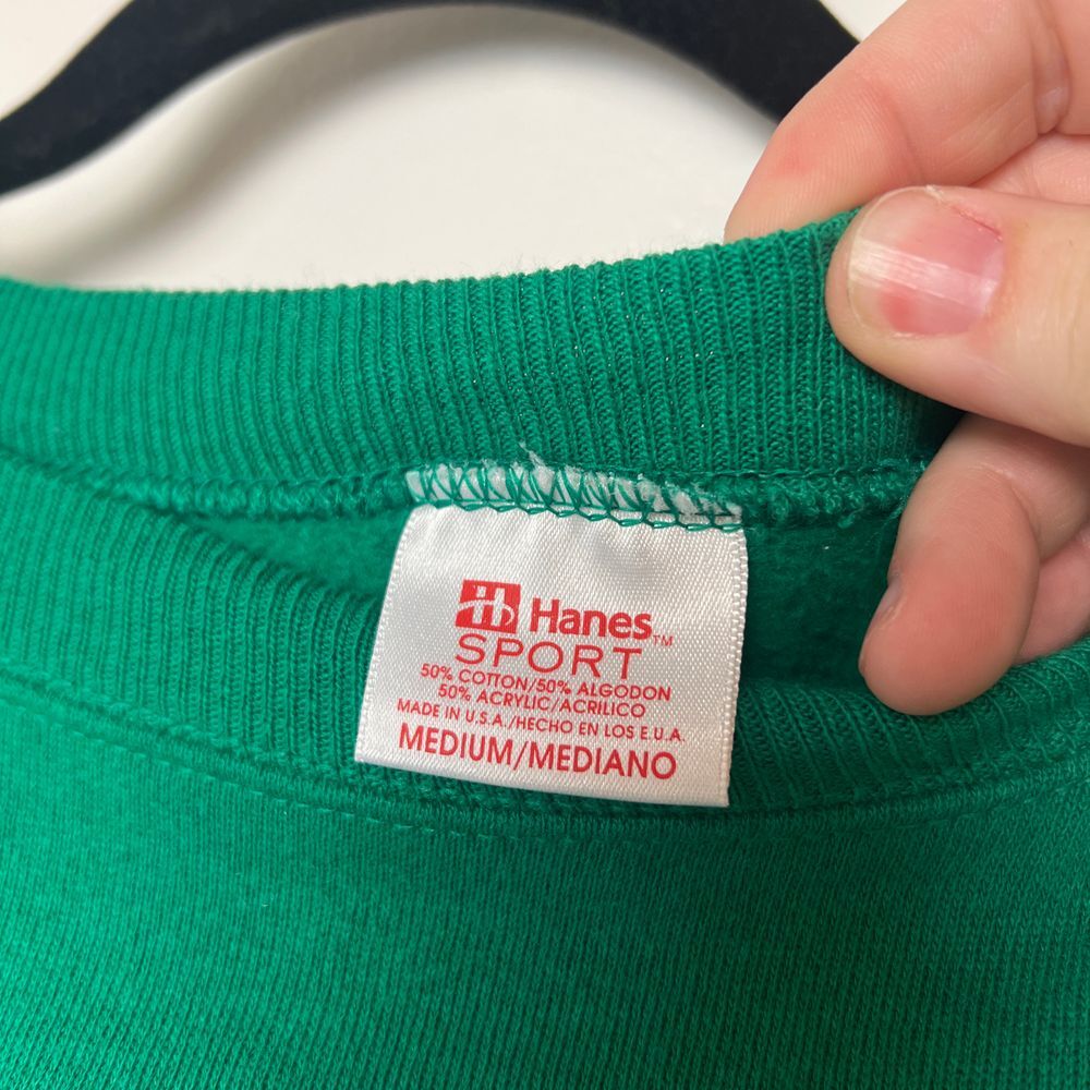 Vintage Hanes Sport M Green Christmas Sweatshirt Santa Bear Graphic Holiday - Picture 4 of 4
